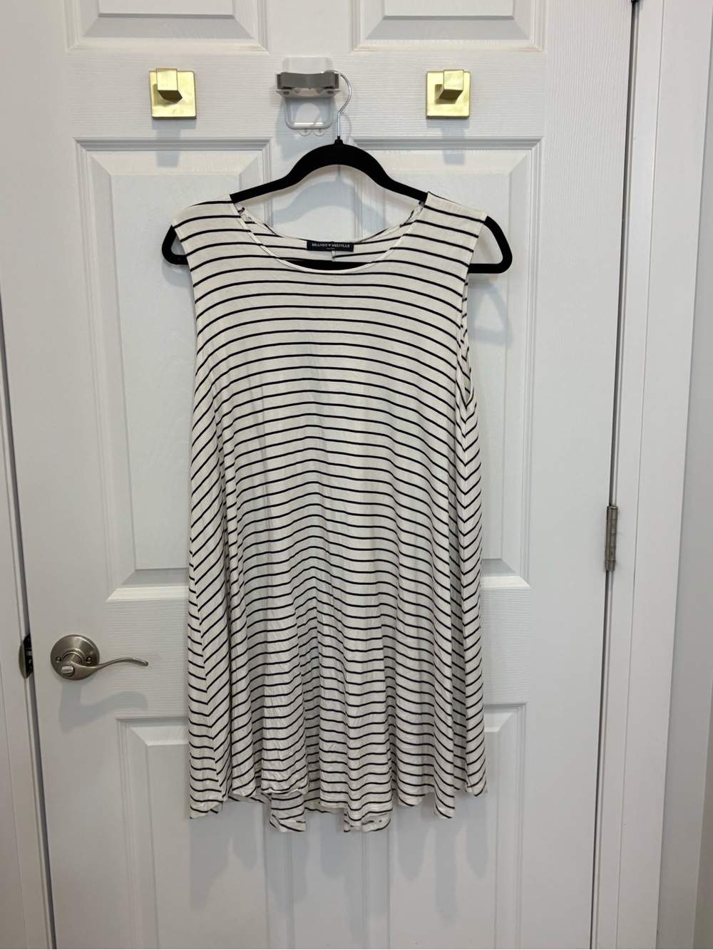 Brandy Melville Striped Sleeveless Swing Dress - White/Black #1562